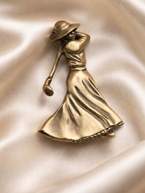 Victorian Lady  Golfer Brooch By Fort